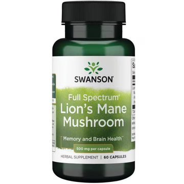 Full Spectrum Pruikzwam (Lion's Mane), 500 mg, 60 capsules Swanson