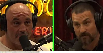 JRE John Rogan och Andew huberman ansikten när de poddar och pratar om tongkat ali och Turkesterone.