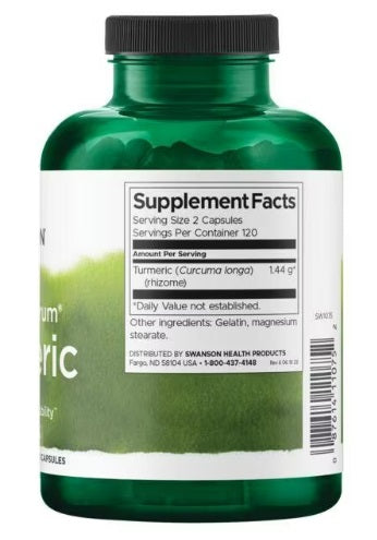 Gurkmeja, TURMERIC 720MG 100 CAPS SWANSON - Tongkatbutiken.se