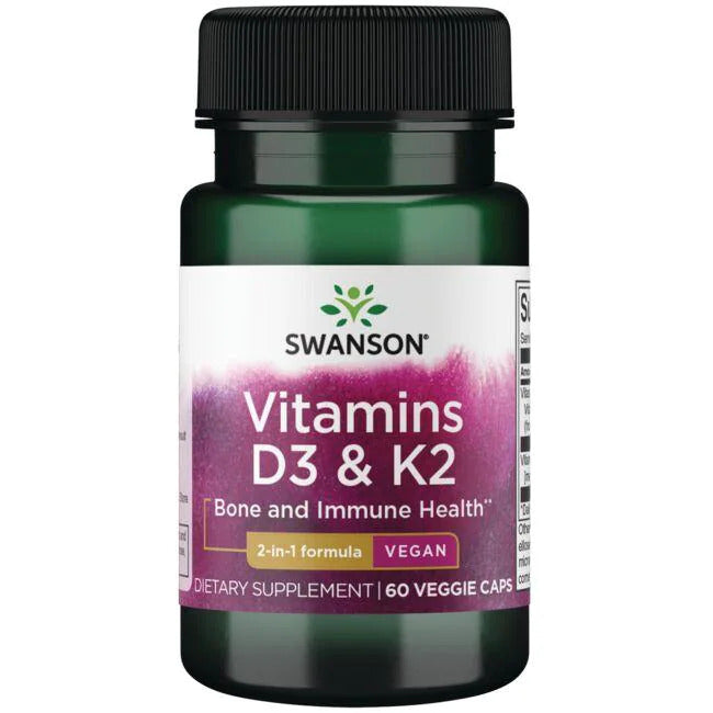Swanson - Vitamins D3 & K2 - 60 Capsules - Tongkatbutiken.se