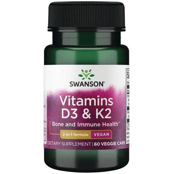 Swanson - Vitamins D3 & K2 - 60 Capsules - Tongkatbutiken.se