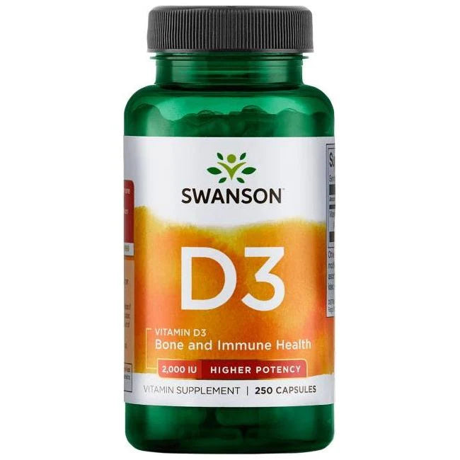 Vitamin D3 2000 IU 250 kapslar Swanson - Tongkatbutiken.se