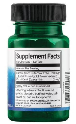 Lutein & Zeaxanthin, Synergistic Eye Health 60 Softgels Swanson - Tongkatbutiken.se